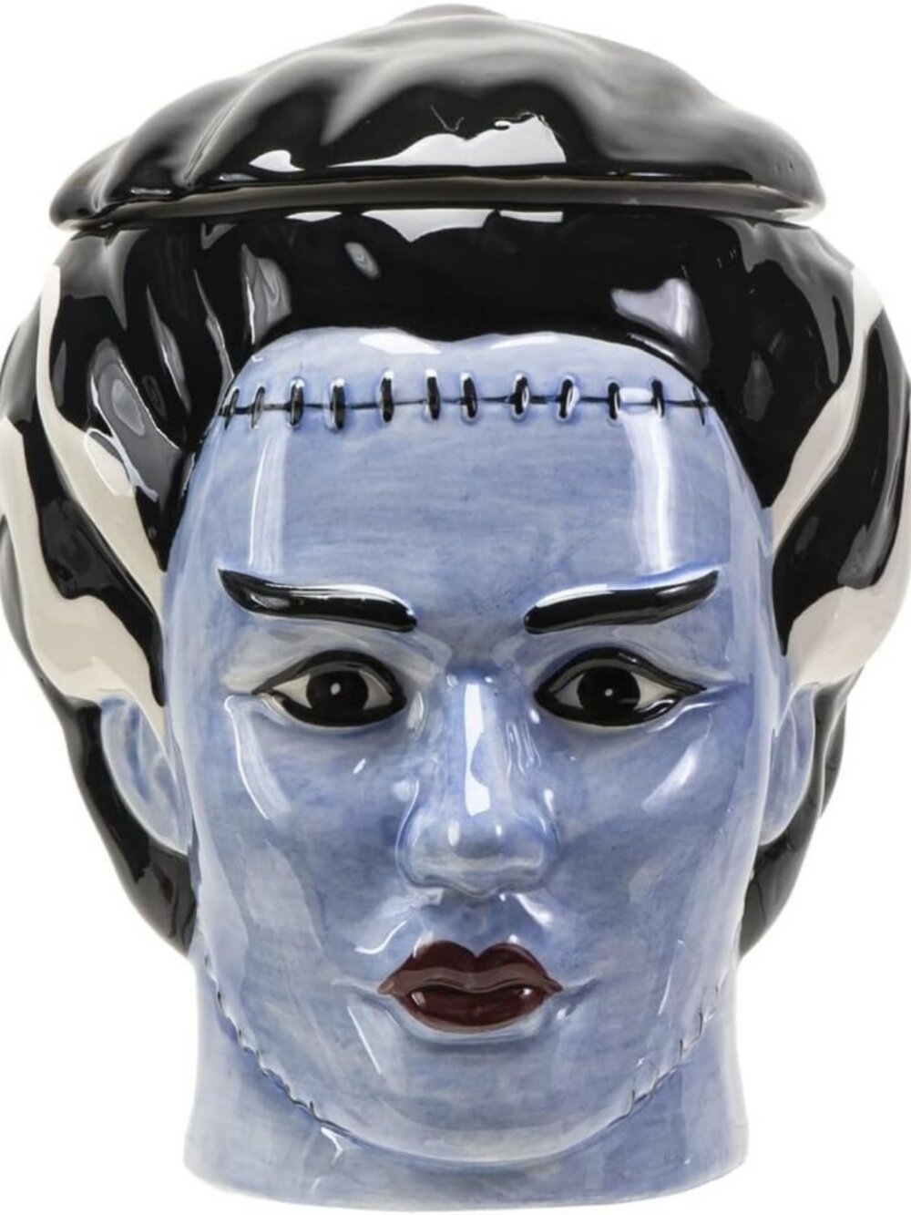 Vintage Bride of Frankenstein Ceramic Cookie Jar | Halloween Kitchen Decor